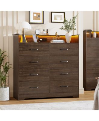 8-Drawer Wooden Dresser, Modern Closet Storage Cabinet for Bedroom, Living Room