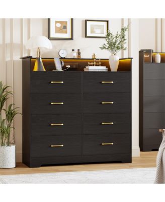 8-Drawer Wooden Dresser, Modern Closet Storage Cabinet for Bedroom, Living Room