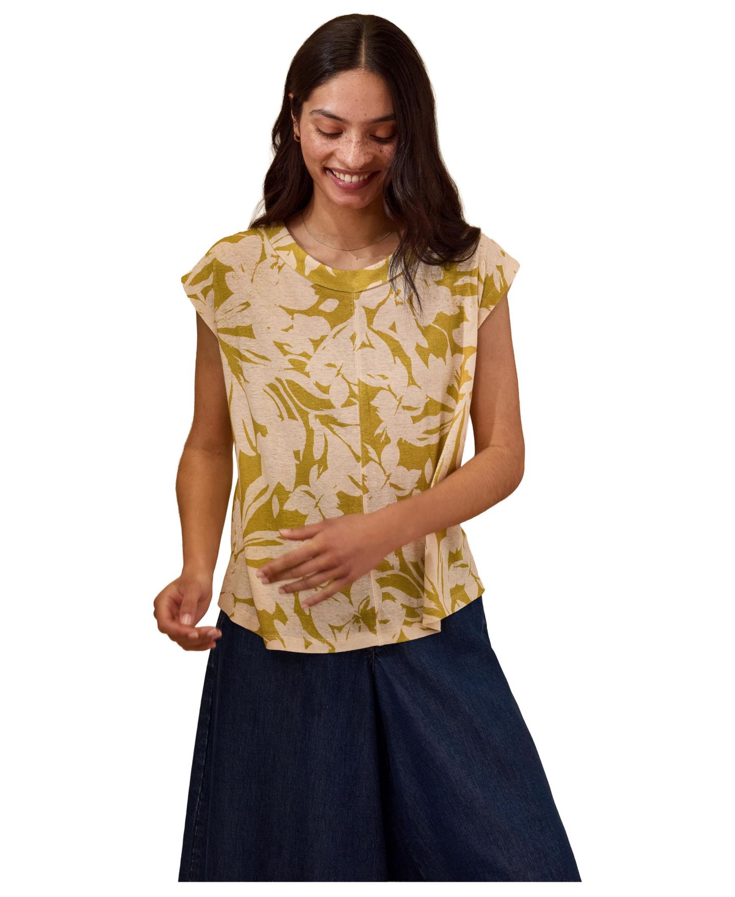 Женский топ Celtic & Co. Sleeveless Floral Jersey, цвет: Мох с принтом — фото 5
