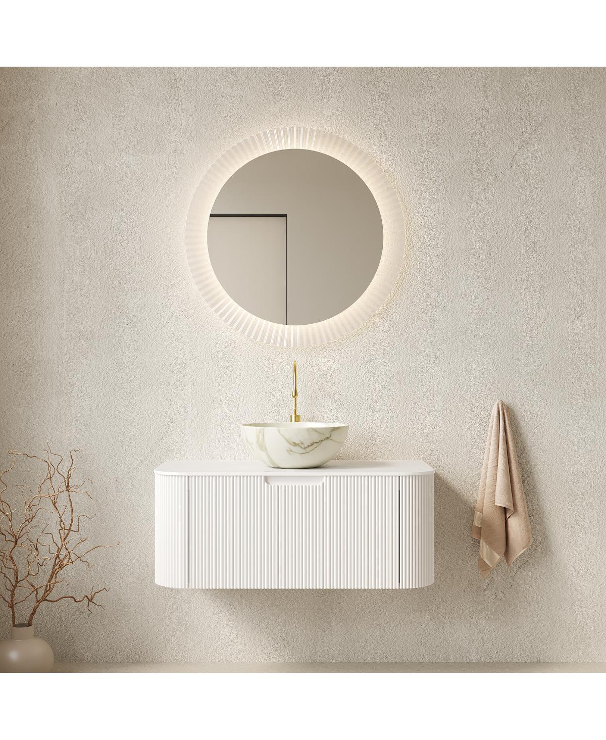 Sillysis Wall Mounted Bathroom Vanity, Matte Bowl Ceramic Basin, Sintered Stone Top