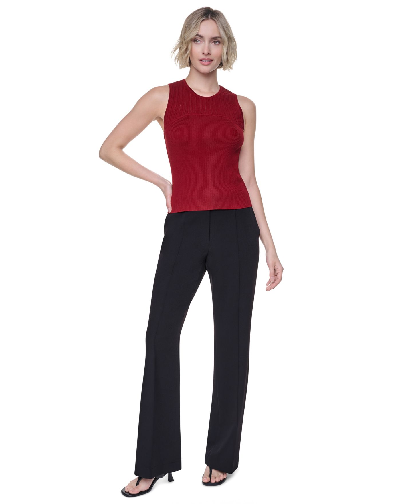 Женский свитер DKNY Yoke Detail Sleeveless Sweater, цвет: Красный — фото 2