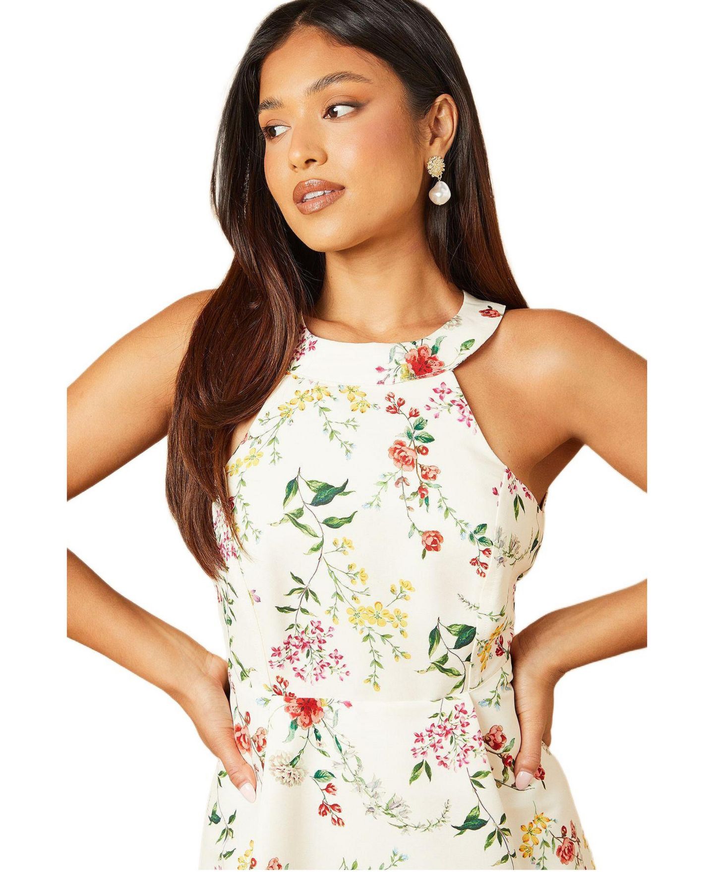 Женское платье Oasis Ottoman Twill Halter Midi, цвет: Слоновая кость — фото 2