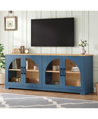 Farmhouse TV Stand Glass Doors