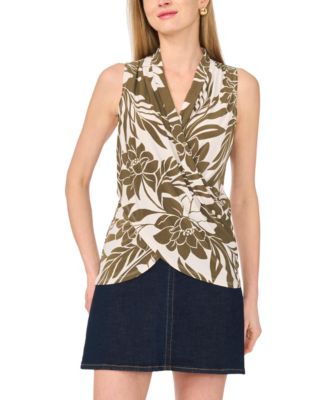 Women's Printed Front Cross Over Wrap Tank Top