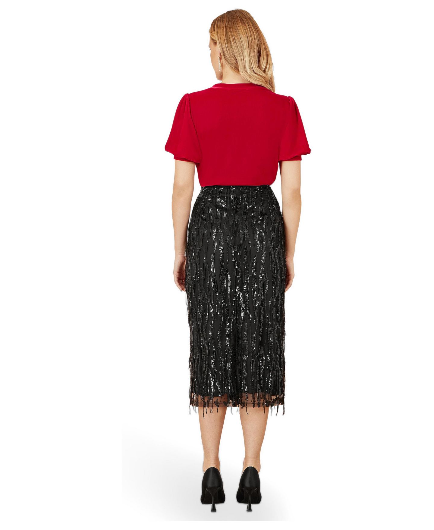 Женский топ Yumi Velvet Puff Sleeve, цвет: Красный — фото 3