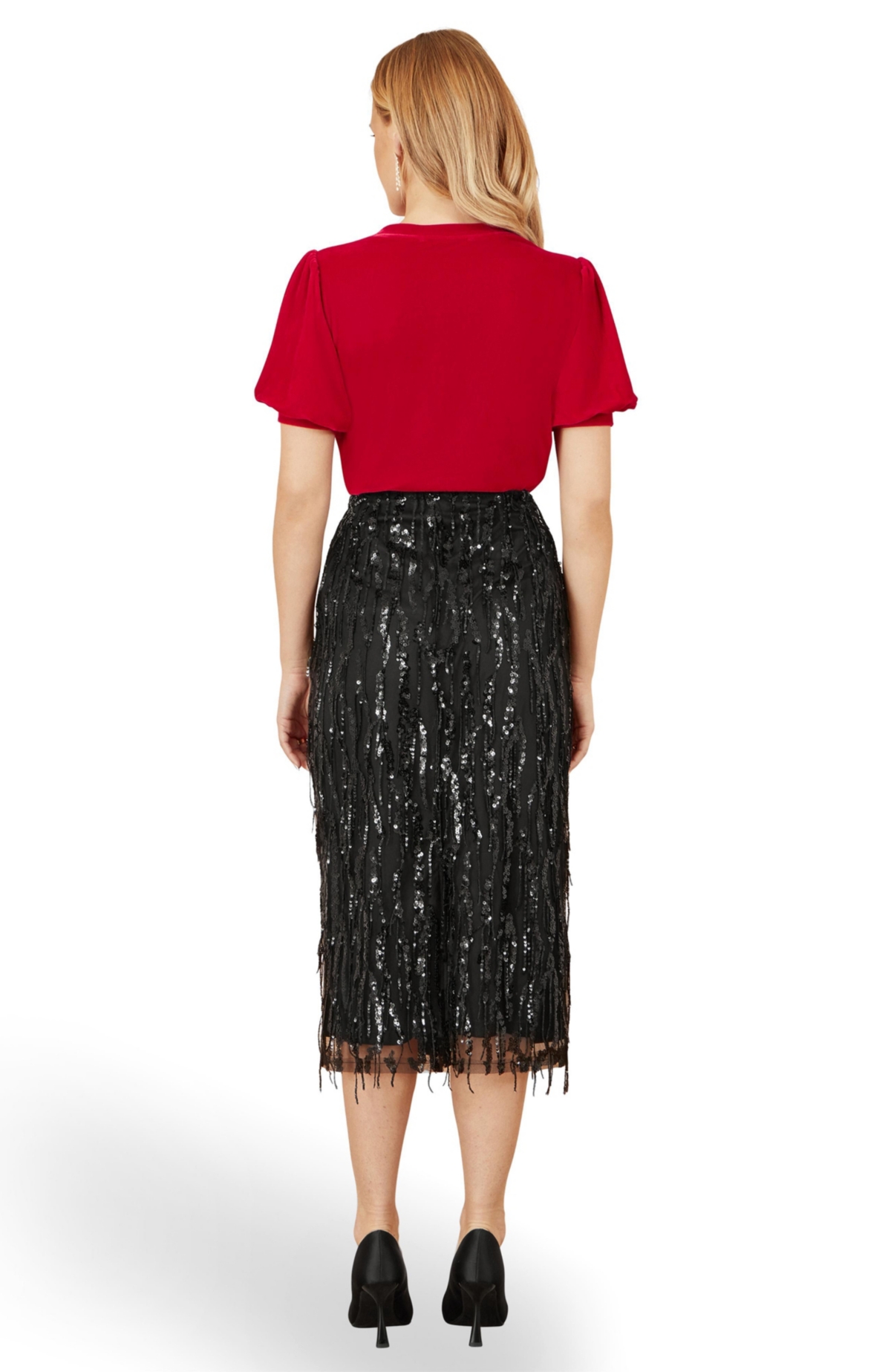 Yumi Women's Velvet Puff Sleeve Top