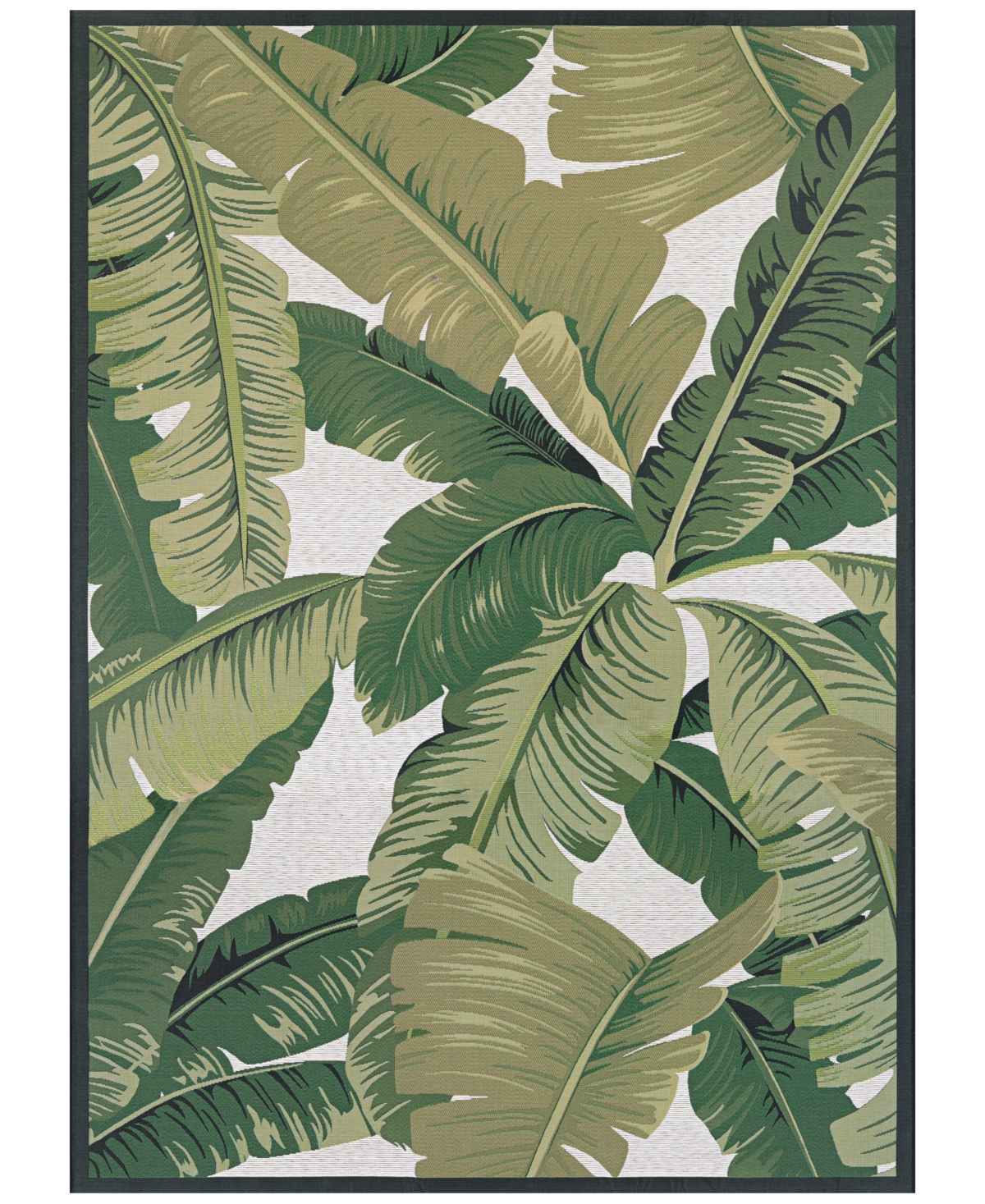 Couristan Dolce Palm Lily Hunter Green-ivory 5'3" X 7'6" Indoor/outdoor Area Rug