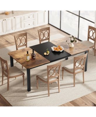 Rectangular Dining Table for 6 to 8 with Metal Frame, Large Kitchen and Dining Room Table
