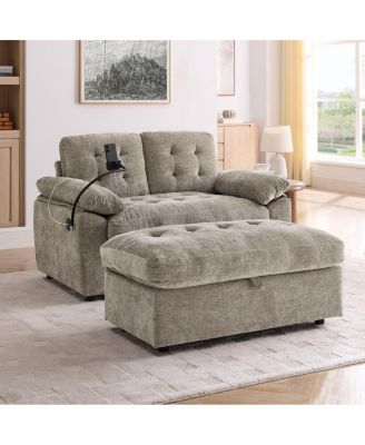 Reclining Sofa with USB, Ottoman