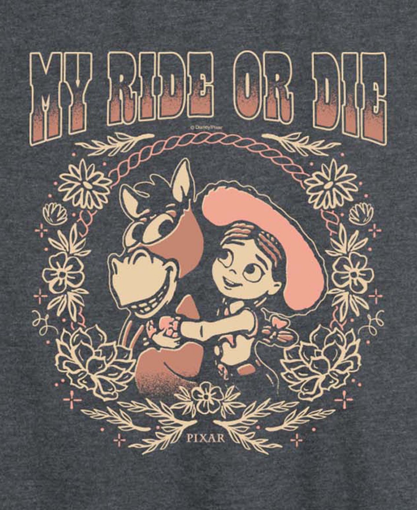 Женский топ Hybrid Apparel Plus Size Toy Story 5 Ride or Die Jessie Bullseye Racerback Sleeveless, цвет: Меланжевый угольный — фото 4