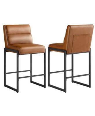 Modern Bar Stools Set of 2 Counter Height with Back Support
