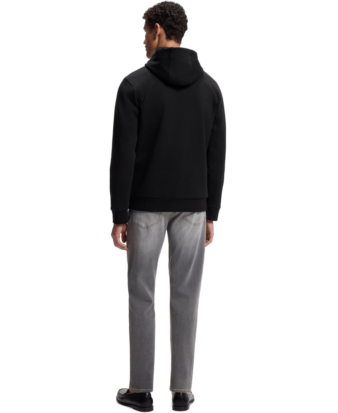 Мужское худи Hugo Boss Cotton-Blend Zip-Up Regular-Fit, цвет: Чёрный — фото 3