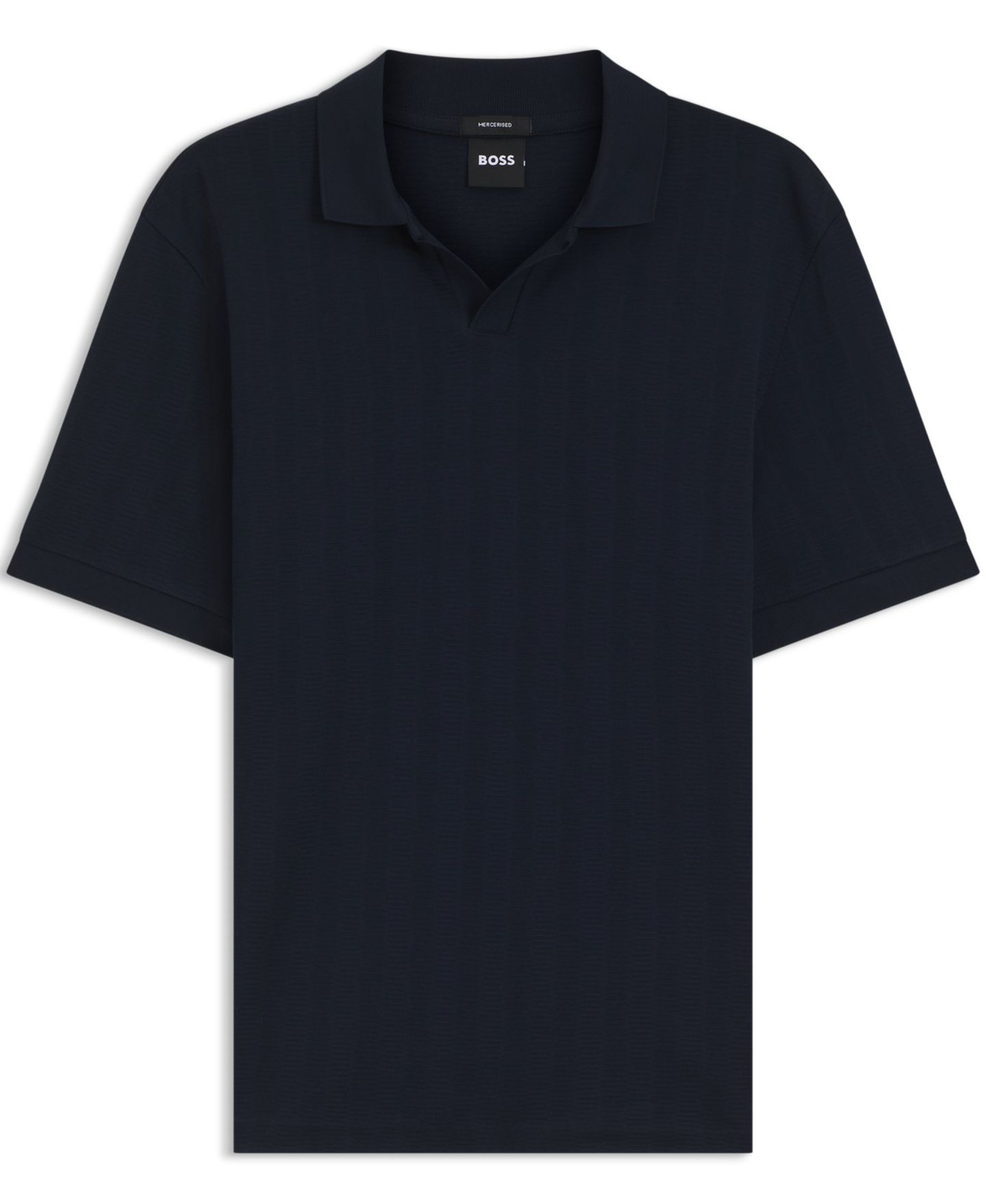 Мужское поло Hugo Boss Cotton-Jacquard Regular-Fit Polo Shirt, цвет: Тёмный синий — фото 2