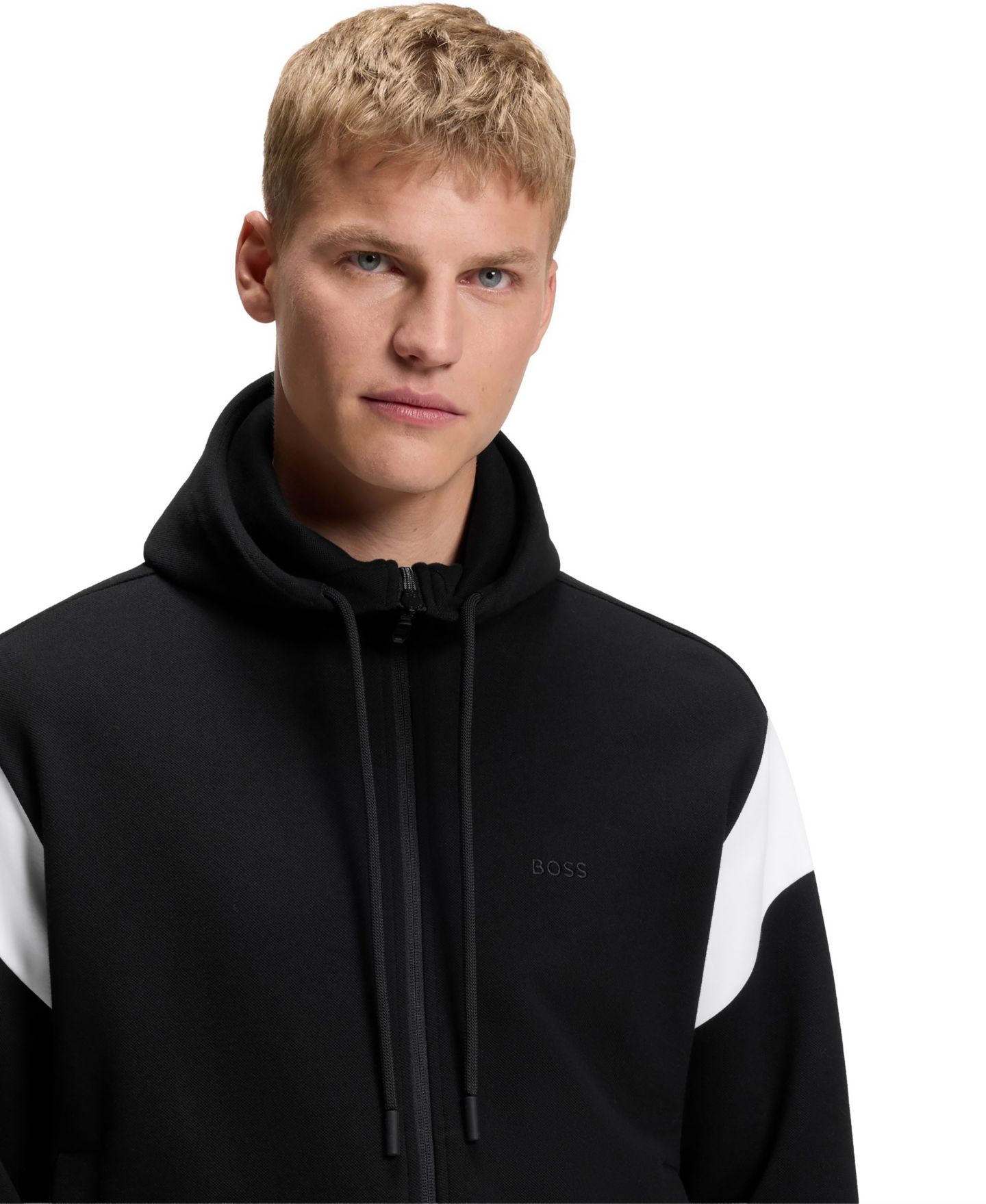 Мужской свитшот Hugo Boss Spacer Piqué Regular-Fit Zip-Up, цвет: Чёрный — фото 5