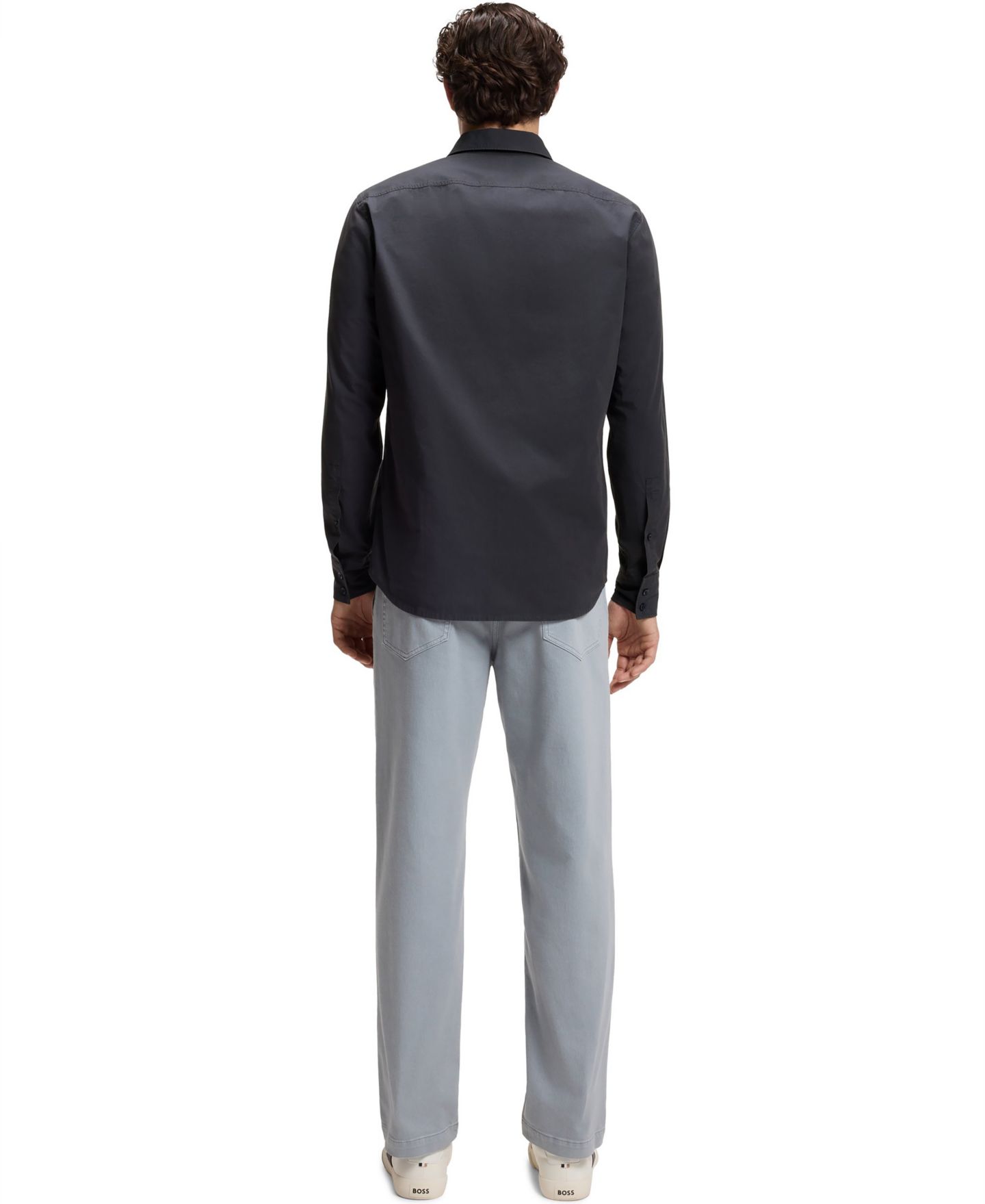 Мужская рубашка Hugo Boss Cotton Poplin Regular-Fit Dress Shirt, цвет: Тёмный синий — фото 3