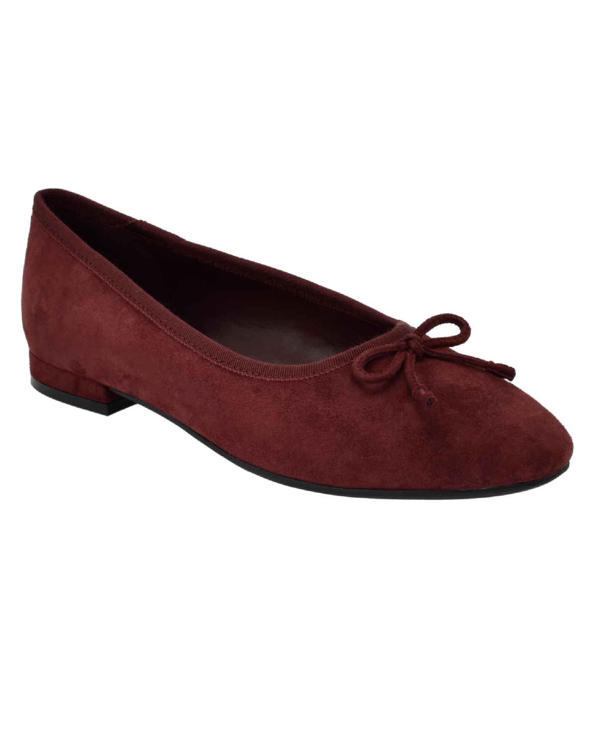 Calvin Klein Women's Cyrie Suede Low Block Heel Ballet Flats - Wine Suede