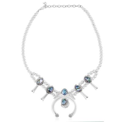 Sterling Silver Abalone Shell Squash Blossom Necklace