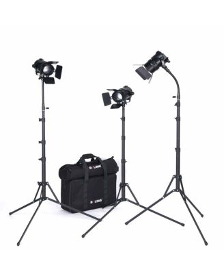 BL-50C 50W Fresnel LED Lighting Kit with Light Stand, Professional LED Video Film Lighting Kit (2x Zoom Light and 1x Fixed Light)