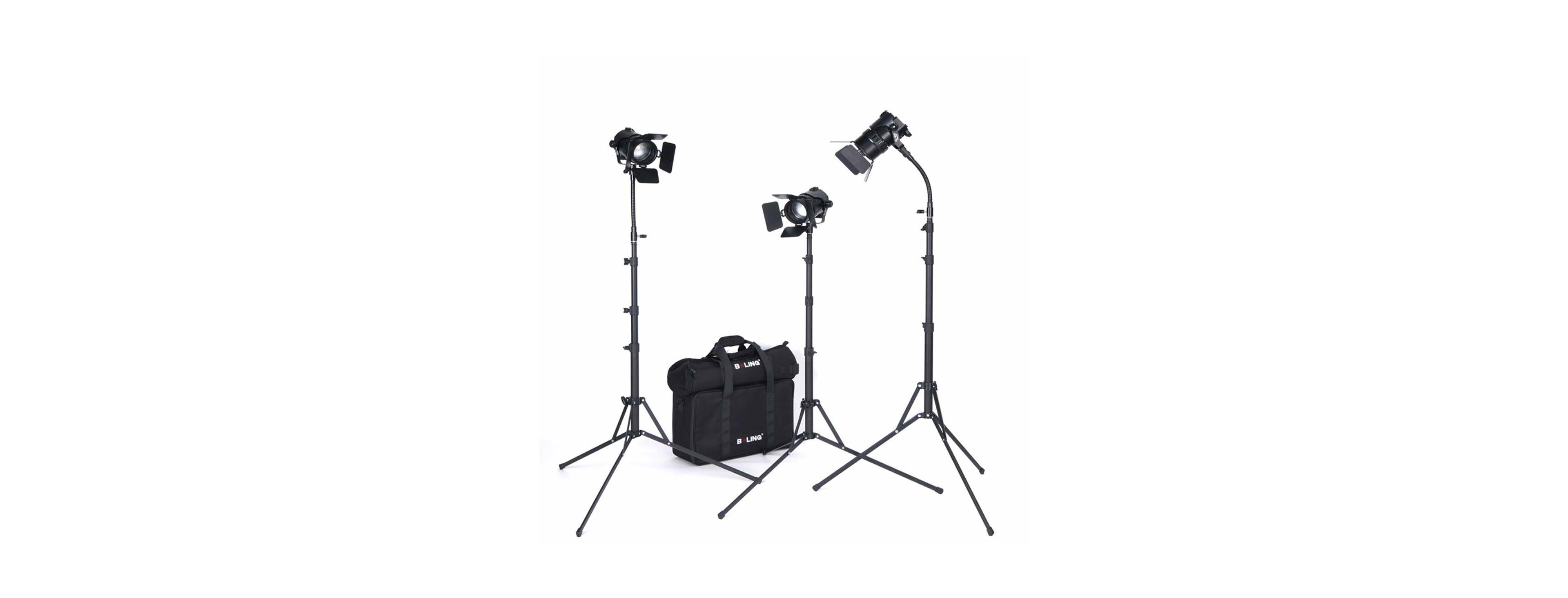 Boling Bl-50C 50W Fresnel Led Lighting Kit with Light Stand, Professional Led Video Film Lighting Kit (2x Zoom Light and 1x Fixed Light)