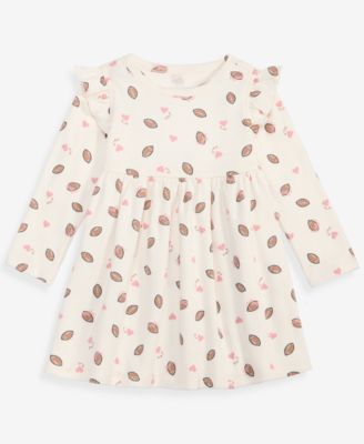 Baby Girls' 0M-24M Long-Sleeve Football-Print Dress