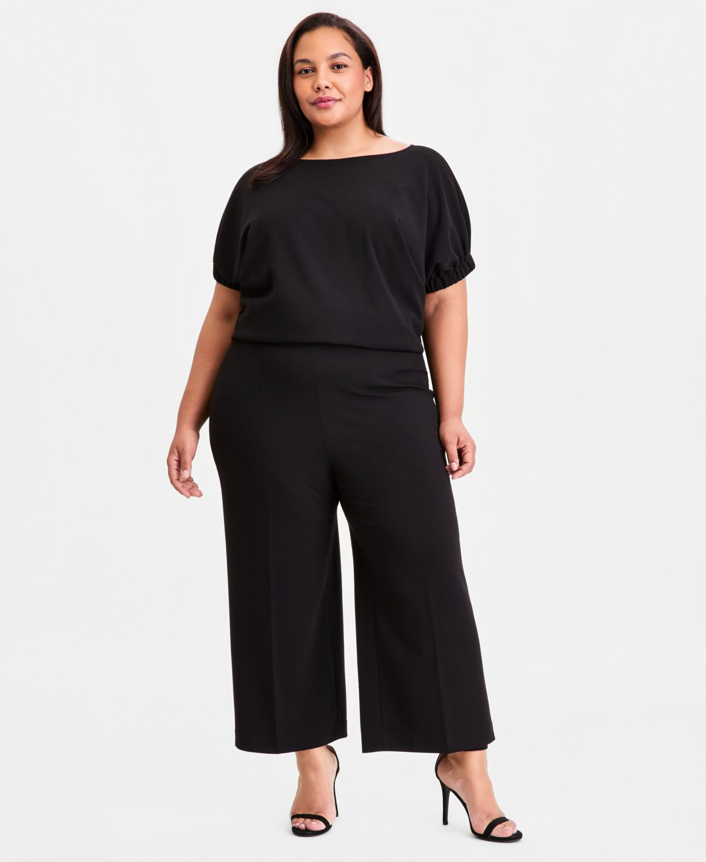 Женские брюки Anne Klein Plus Size High-Rise Wide-Leg, цвет: Чёрный — фото 5