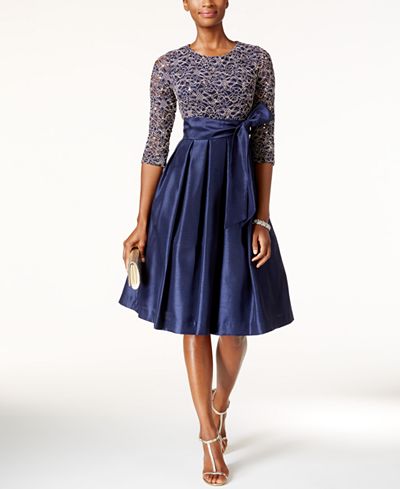 Jessica Howard Sequined Lace A-Line Dress - Dresses - Women - Macy&#39;s