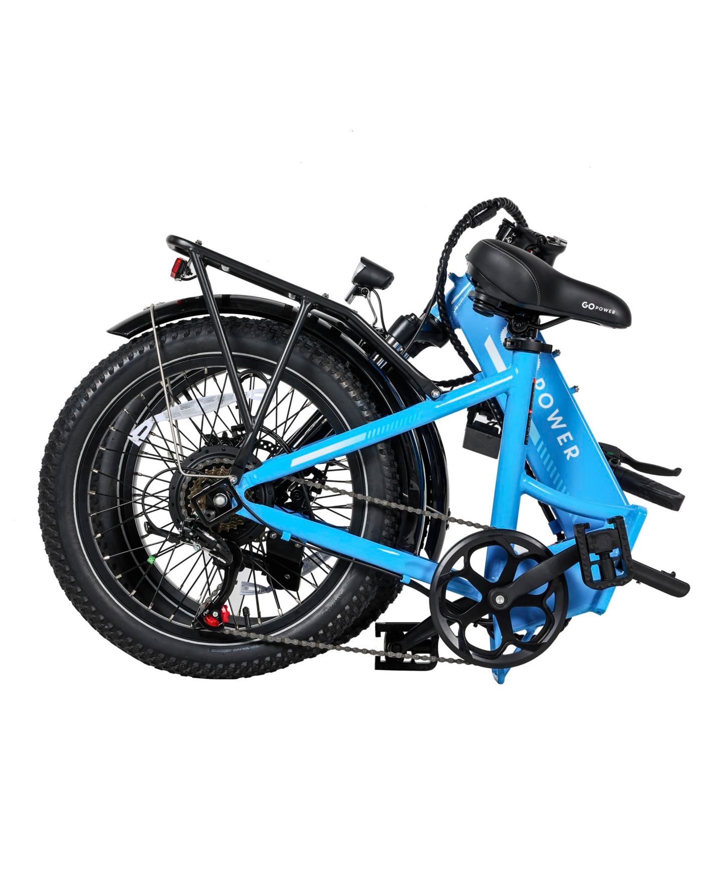 GoPowerBike GoPlus Folding Electric Bike 20" Fat Tire eBike 500W Motor, 20mph Top Speed 45+ Mile Range Removable Battery Class 1 and 2, цвет: Синий — фото 2