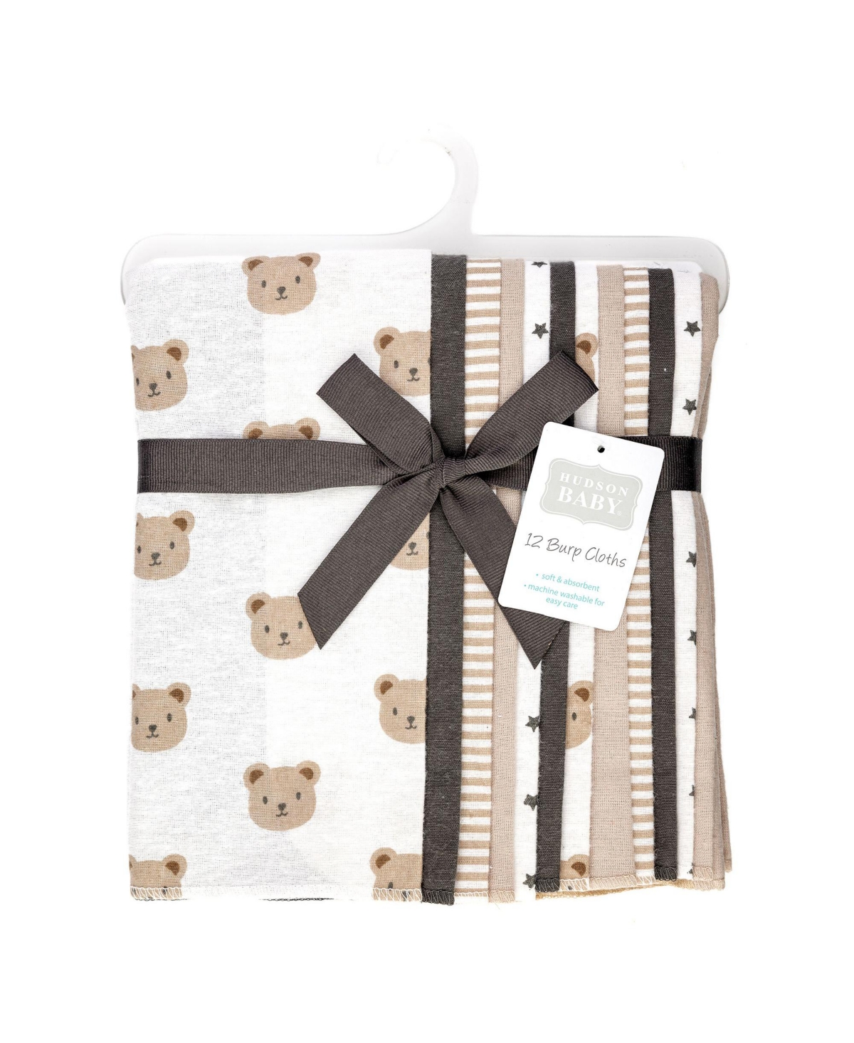 Hudson Baby Infant Cotton Poly Flannel Burp Cloths Bundle 12-Pack, Cozy Cutie, One Size