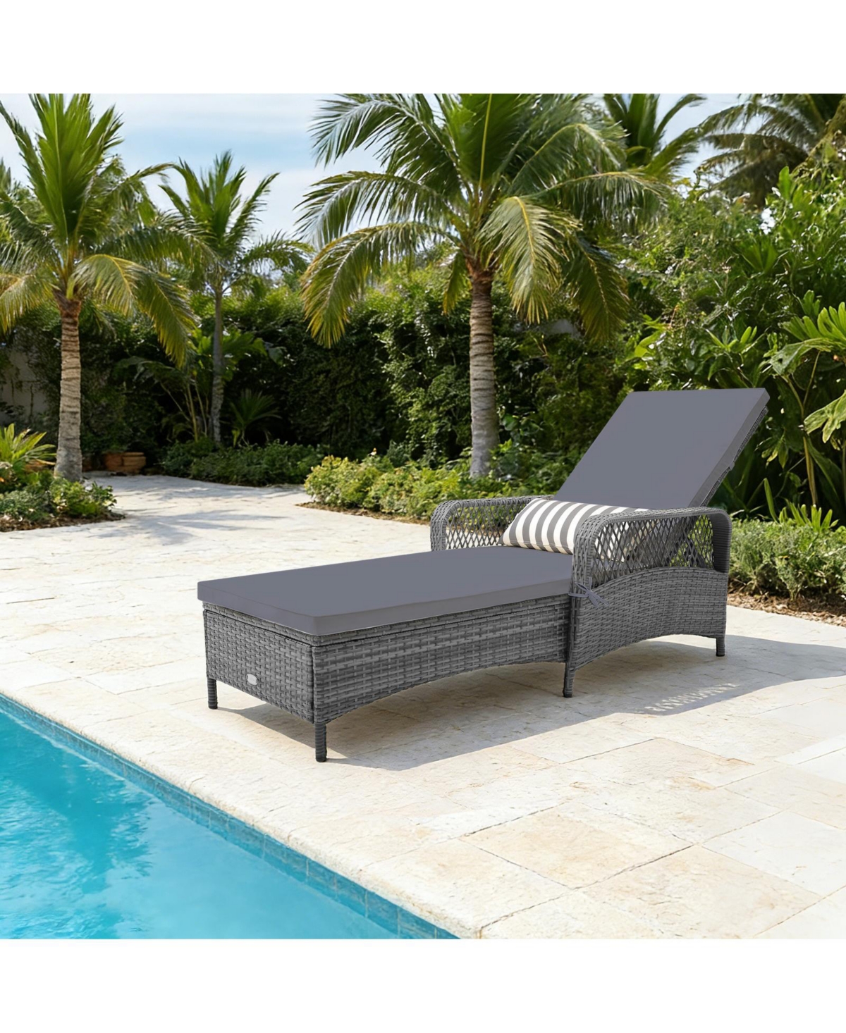 Slickblue Patio Reclining Chaise Lounge with 6 Position Backrest for Outdoor Relaxation