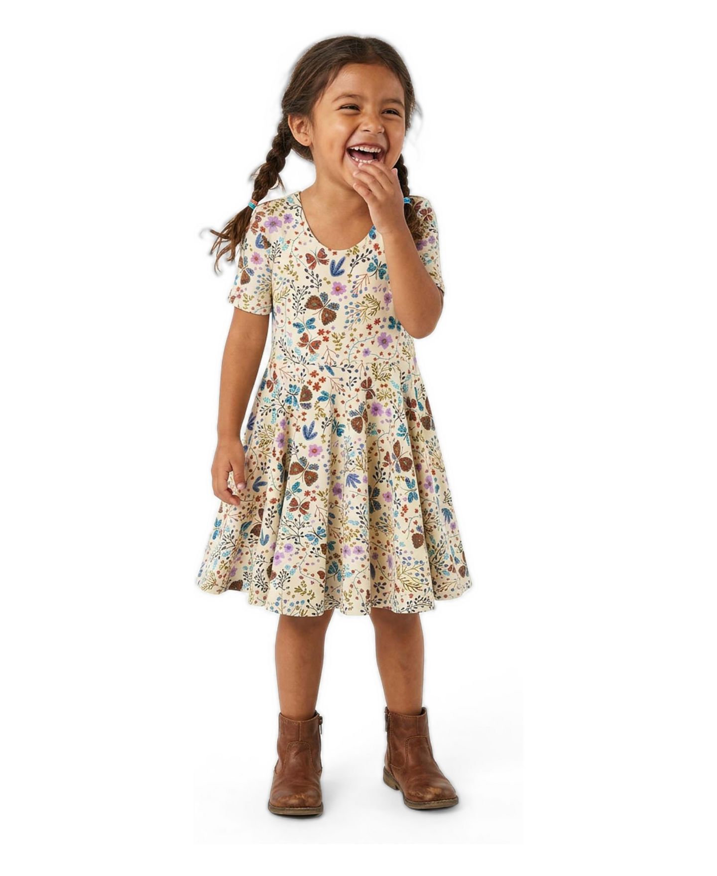 Платье Mightly Fair Trade Organic Cotton Short Sleeve Twirl Dress для девочек-малышей, цвет: С принтом — фото 2