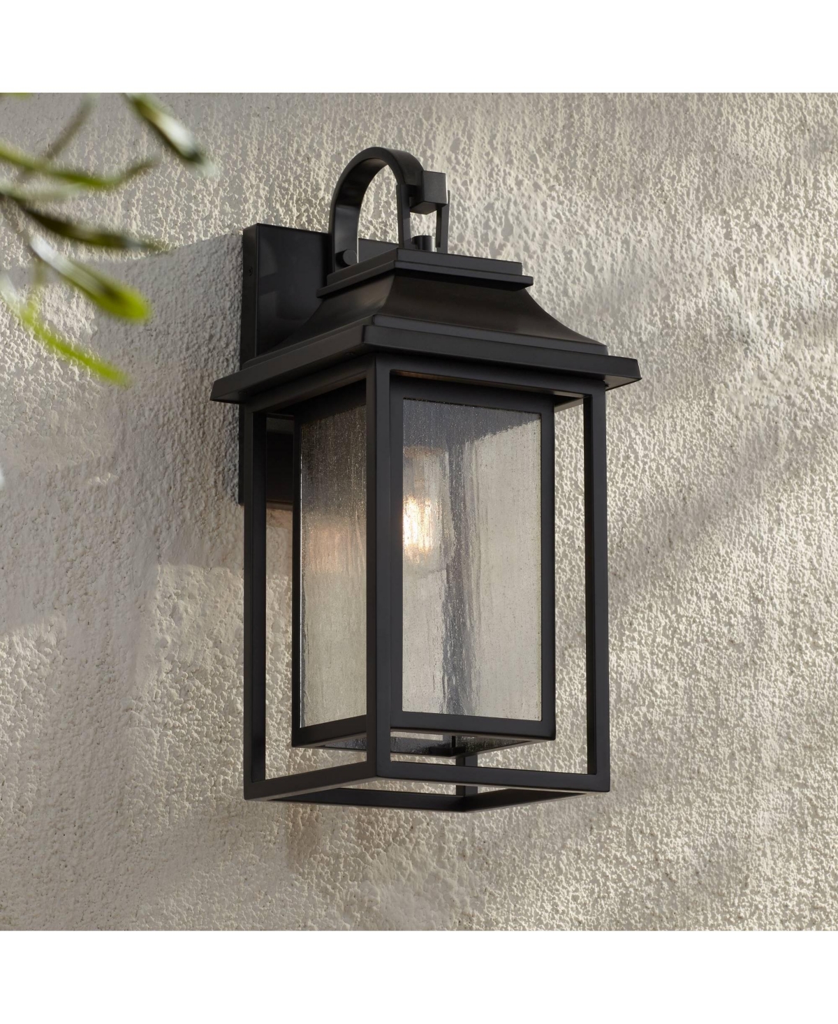 John Timberland Cecile 21.25 High Mission Outdoor Wall Light Fixture Mount Porch House Box Lantern Weatherproof Black Clear Glass Shade
