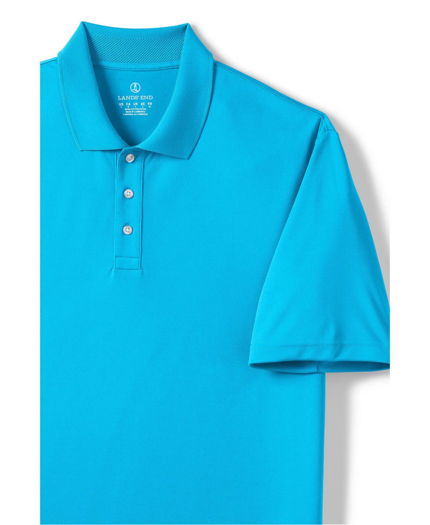 Мужское поло Lands' End Short Sleeve Solid Active Polo, цвет: Яркий бирюзовый — фото 4