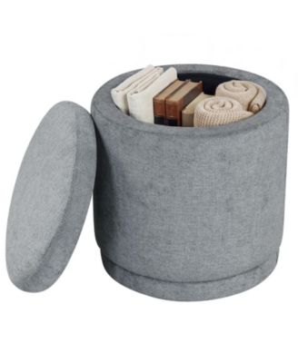 Round Storage Ottoman Footrest with Removable Lid 400 LBS Weight Capacity for Home