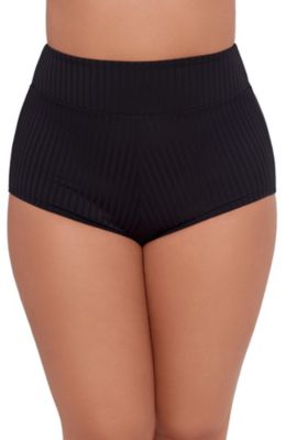 Women's Smoothing and Sculpting Ribbed Ultra High-Waist Swim Shorts