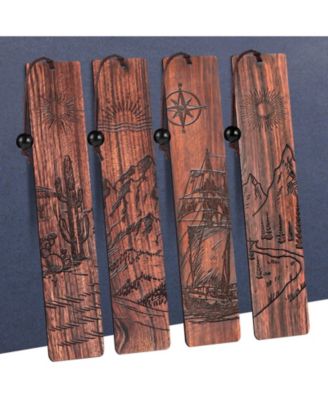 Wood Bookmark Men Adventure Carving Vintage Gift