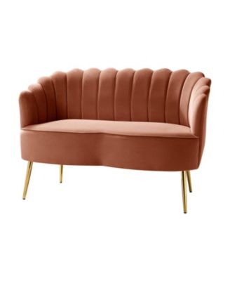 Hendrix Contemporary 50.2" Velvet Loveseat Sofa with Metal Legs