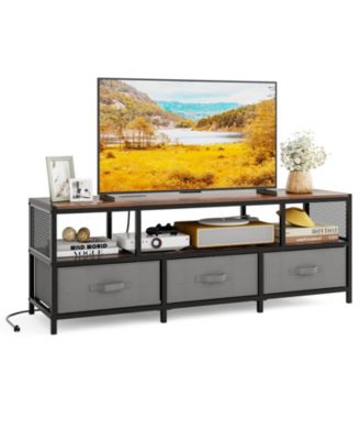 TV Stand for TVs with Power Outlets USB Charging Open Shelf