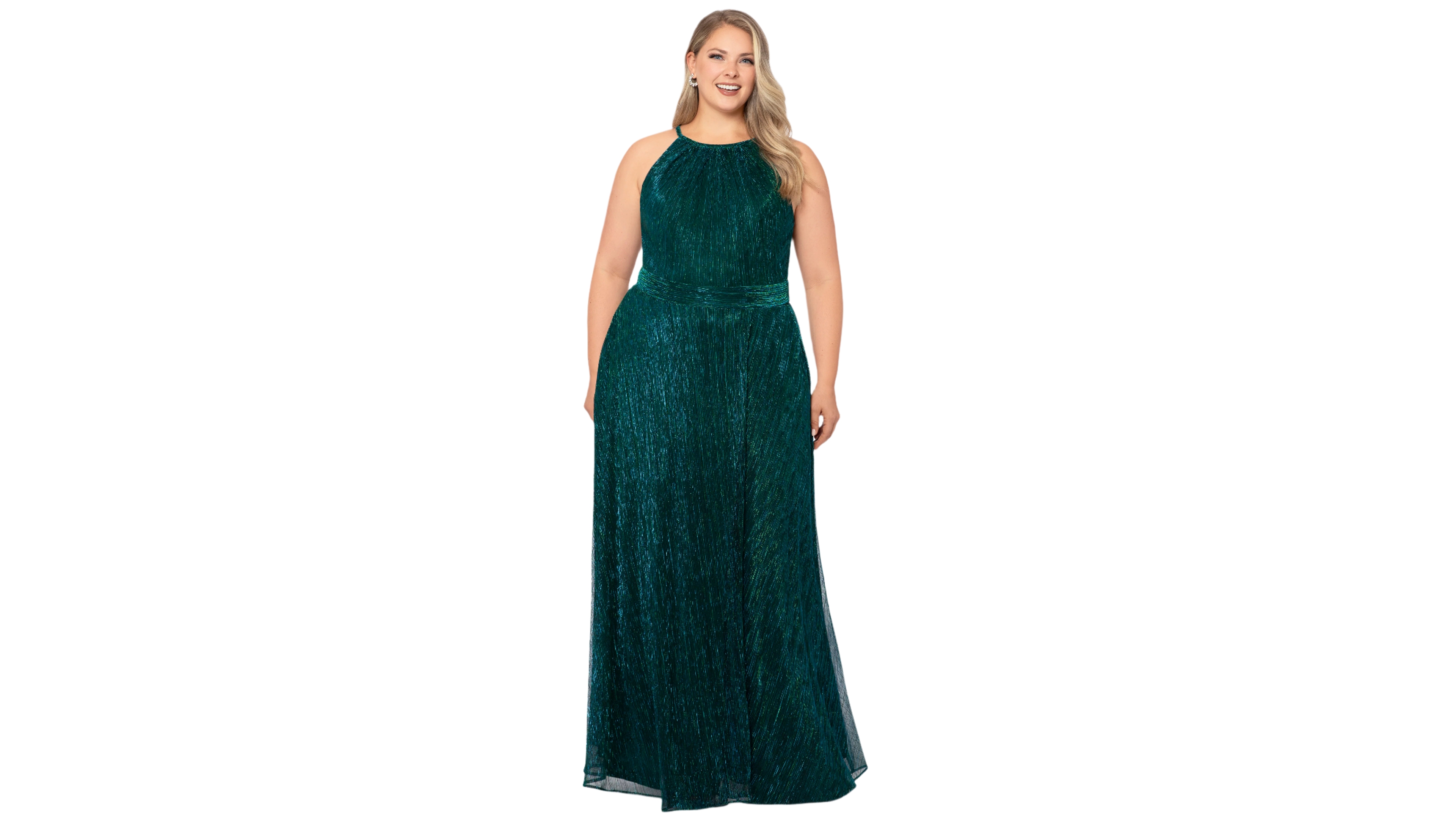 B&A By Betsy and Adam Plus Halter Neck Sleeveless Ball Gown