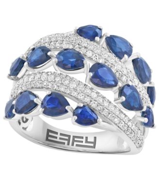 Sapphire (3-7/8 ct. t.w.) & Diamond (5/8 ct. t.w.) Ring in 14k White Gold