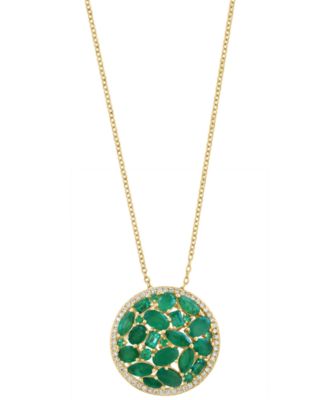 Emerald (2-7/8 ct. t.w.) & Diamond (1/6 ct. t.w.) Pendant Necklace in 14k Yellow Gold