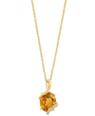 Citrine (1-7/8 ct. t.w.) & Diamond (1/20 ct. t.w.) Pendant Necklace in 14k Yellow Gold
