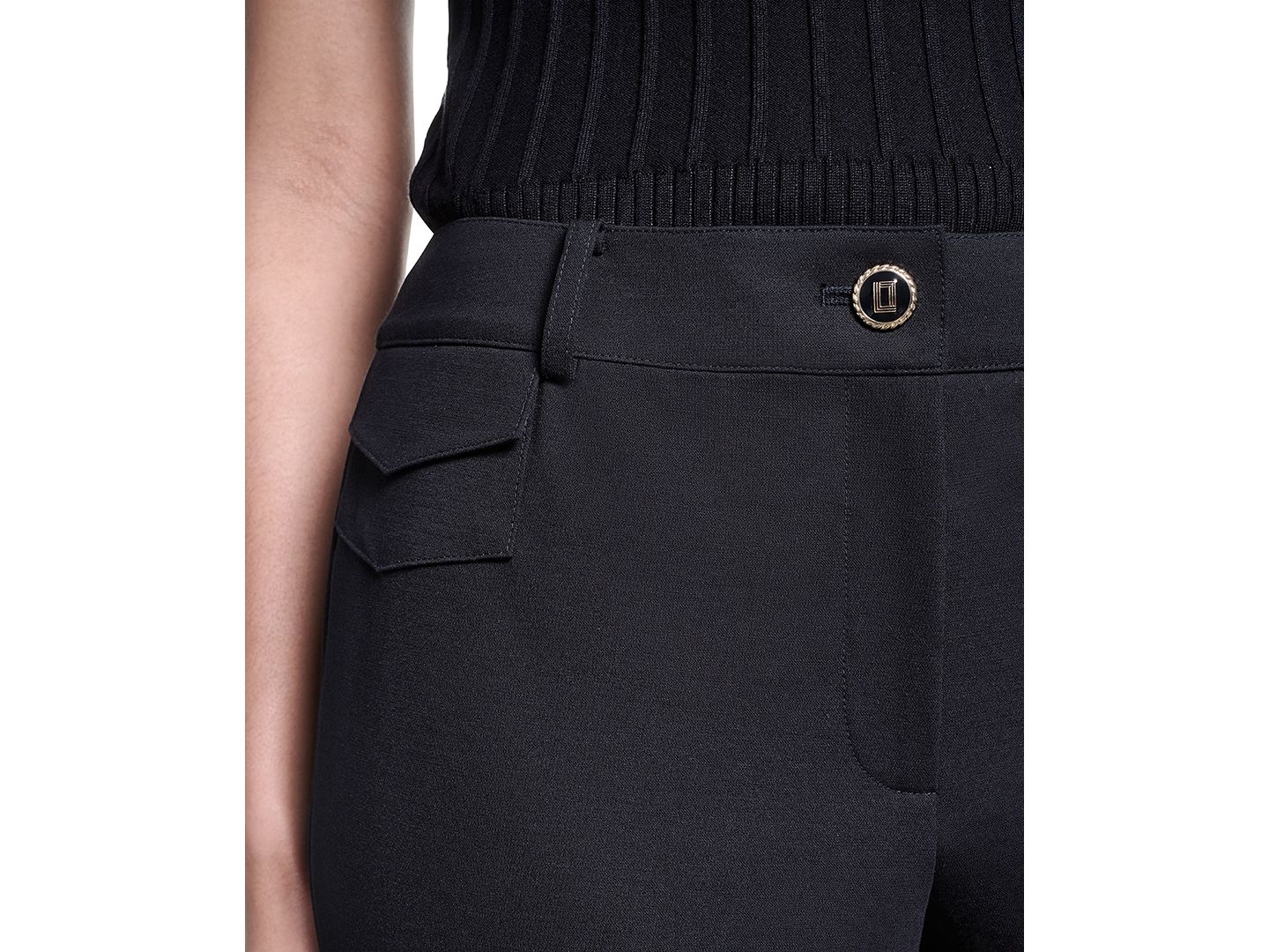 Женские брюки KARL LAGERFELD PARIS Mid-Rise Woven, цвет: Полуночный тёмно-синий — фото 7