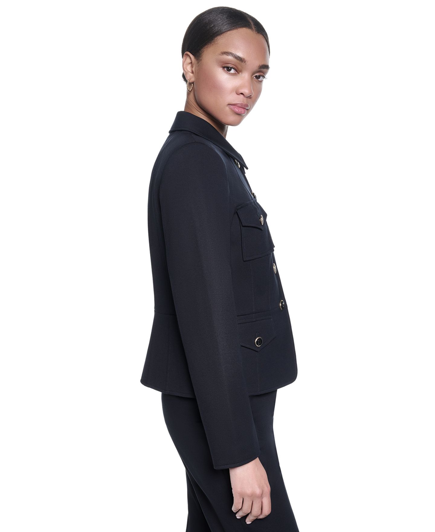 Женская куртка KARL LAGERFELD PARIS Cropped Collared Neck, цвет: Полуночный тёмно-синий — фото 3
