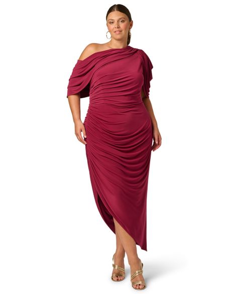 Женское платье Adrianna Plus Size One-Shoulder Asymmetrical, цвет: Малиновый мглистый