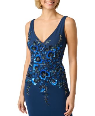 macy's blue sequin dress City Studios Women's Blue Embellished & Sequin Dresses