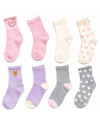 Girls' 4-8.5 Mid Crew Socks, 8-Pack
