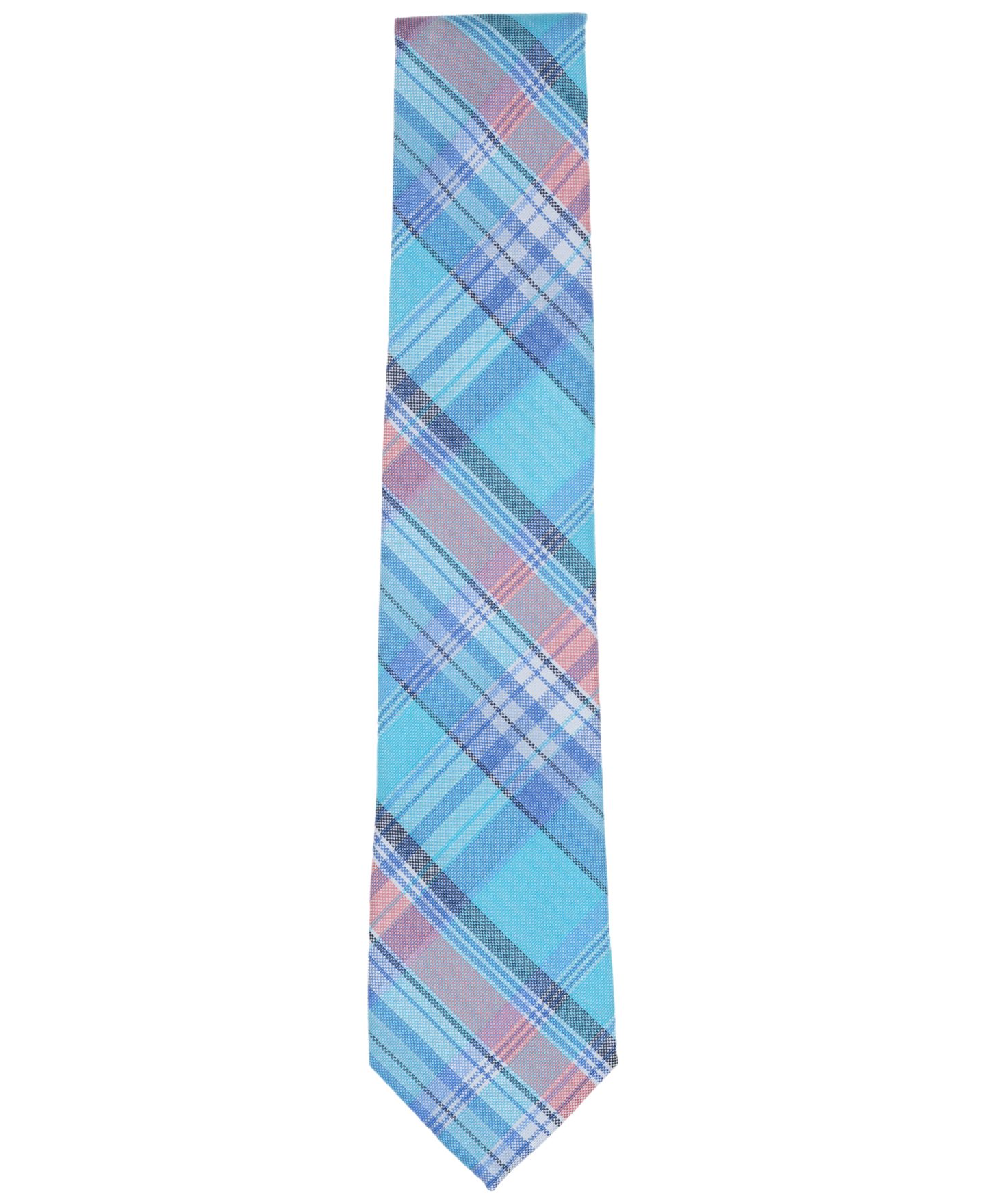 Мужские галстуки Club Room Classic Plaid Tie, цвет: Аквамариновый — фото 2