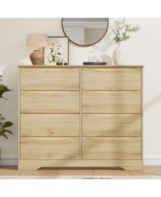 Tall 8-Drawer Wooden Dresser, Modern Storage Cabinet with Deep Drawers and Wide Top for Multi-Room Use
