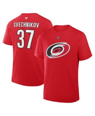 Men's Andrei Svechnikov Red Carolina Hurricanes Authentic Stack Name & Number T-Shirt