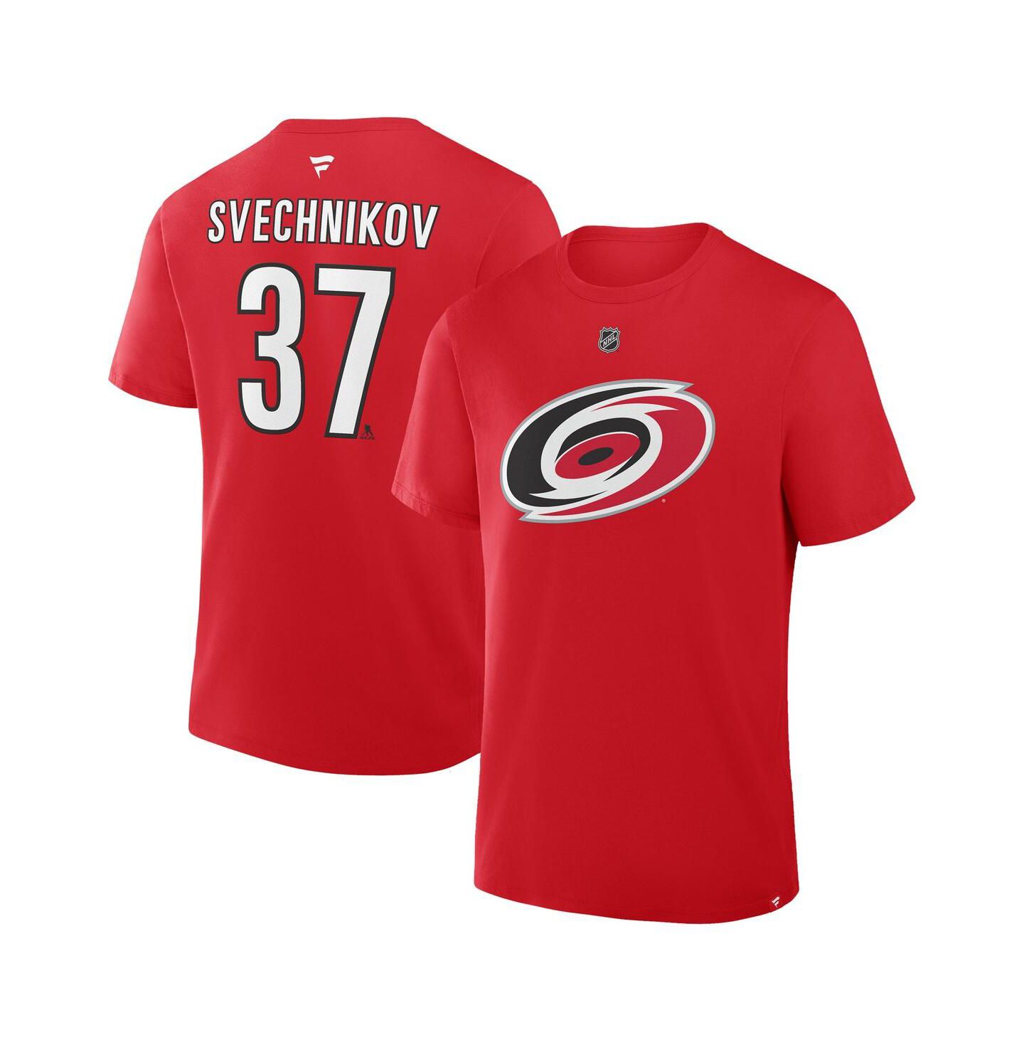 Мужская футболка Fanatics Andrei Svechnikov Red Carolina Hurricanes Authentic Stack Name & Number — фото 1